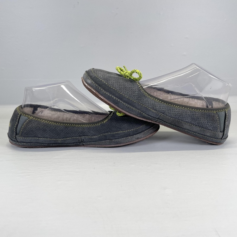 L.L.Bean Slippers Womens Size 8 Gray Suede Fleece Lined Perforated Slip On Moc - Picture 7 of 10